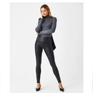 SPANX Faux Leather Leggings Women’s Sz Medium Black High Rise Pants